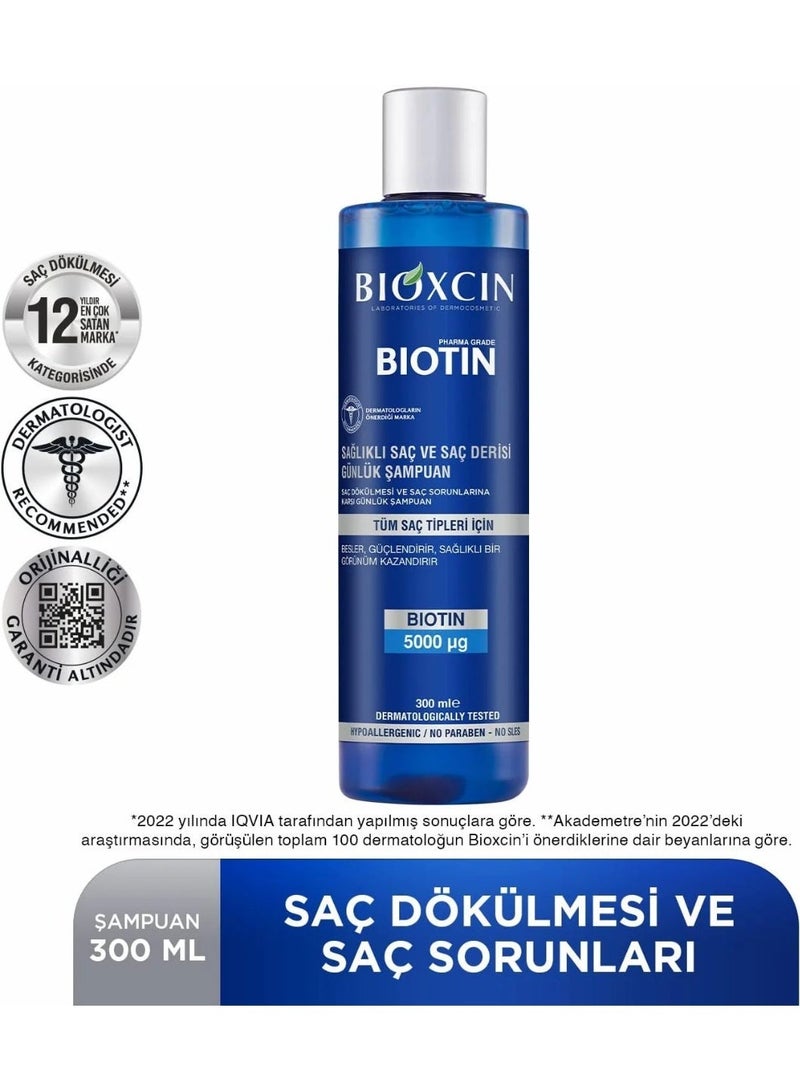 Bioxcin Biotin Daily Shampoo: Healthy Hair & Scalp, 300ml Volume & Strength - Image 1